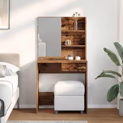 vidaXL Dressing Table with Mirror Bedroom Makeup Vanity Desk Cosmetic Table - old wood