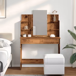 vidaXL Dressing Table with Mirror Dressing Room Cosmetic Table Vanity Table - old wood