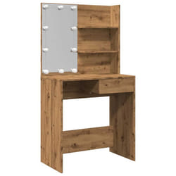 vidaXL Dressing Table with LED Vanity Table Makeup Vanity Desk Cosmetic Table - artisan oak