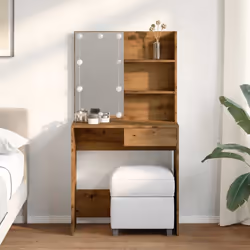 vidaXL Dressing Table with LED Vanity Table Makeup Vanity Desk Cosmetic Table - artisan oak