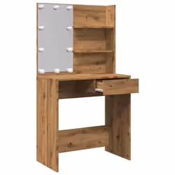 vidaXL Dressing Table with LED Vanity Table Makeup Vanity Desk Cosmetic Table - artisan oak - Additional view 8