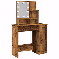 vidaXL Dressing Table with LED Vanity Table Makeup Vanity Desk Cosmetic Table - old wood