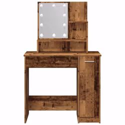 vidaXL Dressing Table with LED Vanity Table Makeup Vanity Desk Cosmetic Table - old wood - Additional view 4