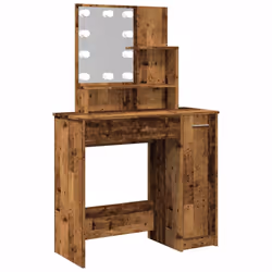 vidaXL Dressing Table with LED Vanity Table Makeup Vanity Desk Cosmetic Table - old wood - Additional view 7