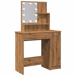 vidaXL Dressing Table with LED Vanity Table Makeup Vanity Desk Cosmetic Table - artisan oak