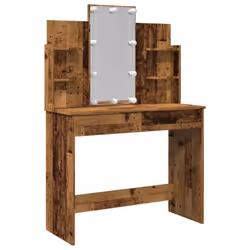 vidaXL Dressing Table with LED Lights Cosmetic Table Makeup Desk - old wood - Additional view 4