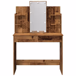 vidaXL Dressing Table with LED Lights Cosmetic Table Makeup Desk - old wood - Additional view 6