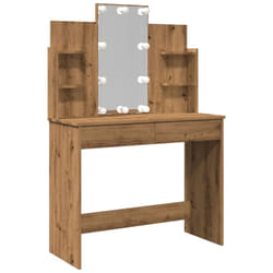 vidaXL Dressing Table with LED Lights Cosmetic Table Makeup Desk - artisan oak