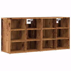 vidaXL Shoe Cabinet Hallway Wall Mounted Shoe Storage Rack Shelf Cupboard - old wood, 2 pcs