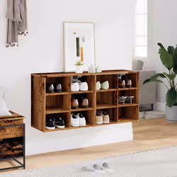 vidaXL Shoe Cabinet Hallway Wall Mounted Shoe Storage Rack Shelf Cupboard - old wood, 2 pcs