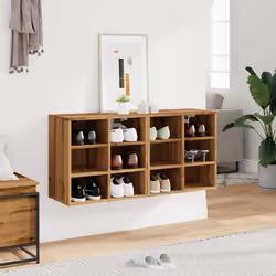 vidaXL Shoe Cabinet Hallway Wall Mounted Shoe Storage Rack Shelf Cupboard - artisan oak, 2 pcs