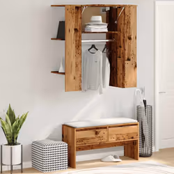 vidaXL Hallway Cabinet Wall Mounted Cabinet Hall Shelving Engineered Wood - old wood - Additional view 2