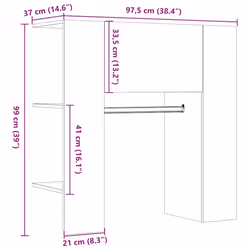 vidaXL Hallway Cabinet Wall Mounted Cabinet Hall Shelving Engineered Wood - old wood - Additional view 3