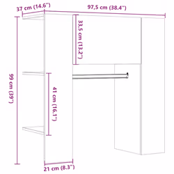 vidaXL Hallway Cabinet Wall Mounted Cabinet Hall Shelving Engineered Wood - artisan oak - Additional view 9