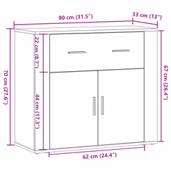 vidaXL Sideboard Side Cabinet Storage Cupboard Home Organiser Engineered Wood - old wood - Additional view 8