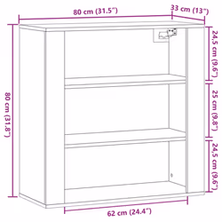 vidaXL Wall Cabinet Bathroom Wall Hanging Cabinet Artisian Oak Engineered Wood - Additional view 8