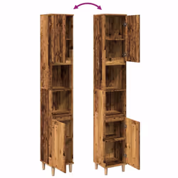 vidaXL Bathroom Cabinet Cupboard Tallboy Unit Storage Cabinet Engineered Wood - old wood - Additional view 7