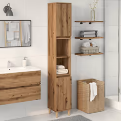 vidaXL Bathroom Cabinet Cupboard Tallboy Unit Storage Cabinet Engineered Wood - artisan oak