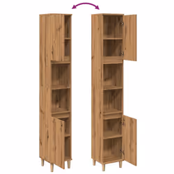 vidaXL Bathroom Cabinet Cupboard Tallboy Unit Storage Cabinet Engineered Wood - artisan oak - Additional view 7