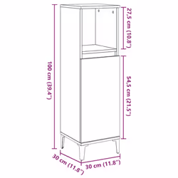 vidaXL Bathroom Cabinet Concrete Grey 30x30x100 cm Engineered Wood - Additional view 3