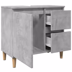 vidaXL Sink Cabinet Vanity Unit Storage Cupboard Concrete Grey Engineered Wood - Additional view 4