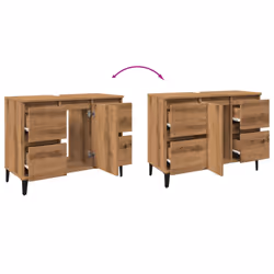 vidaXL Sink Cabinet Vanity Unit Storage Cupboard Engineered Wood - artisan oak - Additional view 7
