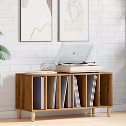 vidaXL Record Cabinet Sideboard Vinyl Storage Cabinet Display Engineered Wood - artisan oak
