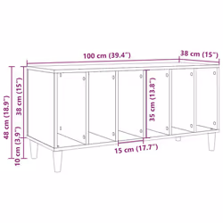 vidaXL Record Cabinet Sideboard Vinyl Storage Cabinet Display Engineered Wood - artisan oak