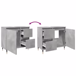 vidaXL Bathroom Cabinet Cupboard Vanity Unit Concrete Grey Engineered Wood - Additional view 8