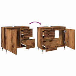 vidaXL Bathroom Cabinet Sink Cupboard Vanity Unit Engineered Wood - old wood - Additional view 8