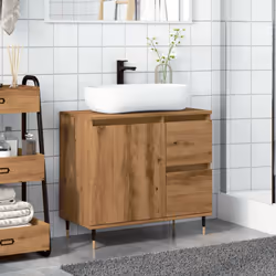 vidaXL Bathroom Cabinet Sink Cupboard Vanity Unit Engineered Wood - artisan oak