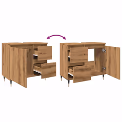 vidaXL Bathroom Cabinet Sink Cupboard Vanity Unit Engineered Wood - artisan oak - Additional view 7