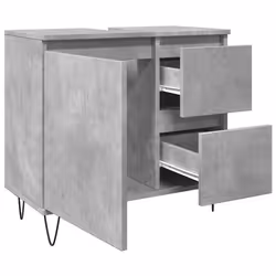 vidaXL Sink Cabinet Vanity Unit Storage Cupboard Concrete Oak Engineered Wood - Additional view 4