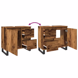 vidaXL Bathroom Sink Cabinet Storage Sink Cupboard Old Wood Engineered Wood - Additional view 7
