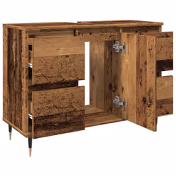 vidaXL Bathroom Cabinet Sink Cupboard Vanity Unit Old Wood Engineered Wood - Additional view 6