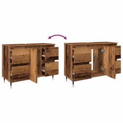 vidaXL Bathroom Cabinet Sink Cupboard Vanity Unit Old Wood Engineered Wood - Additional view 7