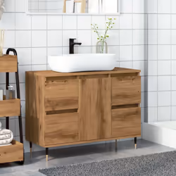 vidaXL Bathroom Cabinet Sink Cupboard Vanity Unit Artisan Oak Engineered Wood - Additional view 2