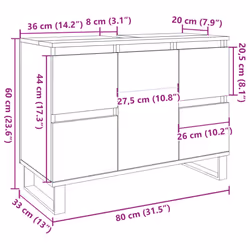 vidaXL Bathroom Sink Cabinet Storage Sink Cupboard Old Wood Engineered Wood - Additional view 10