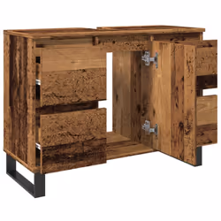 vidaXL Bathroom Sink Cabinet Storage Sink Cupboard Old Wood Engineered Wood - Additional view 6