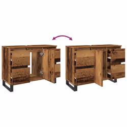 vidaXL Bathroom Sink Cabinet Storage Sink Cupboard Old Wood Engineered Wood - Additional view 7
