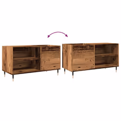 vidaXL Record Cabinet Sideboard Record Player Stand Old Wood Engineered Wood - old wood - Additional view 6