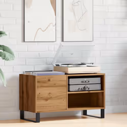 vidaXL Record Cabinet Sideboard Storage Cabinet Artisan Oak Engineered Wood - artisan oak