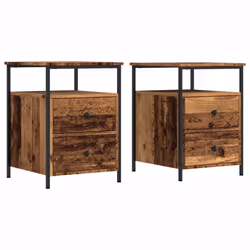 vidaXL Bedside Cabinet Nightstand Bed Side Table Old Wood Engineered Wood - 2 pcs