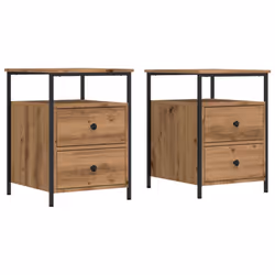 vidaXL Bedside Cabinet Nightstand Bed Side Table Artisan Oak Engineered Wood - 2 pcs