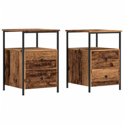 vidaXL Bedside Cabinets Nightstand Bed Table 2 pcs Artisan Oak Engineered Wood - old wood, 2 pcs