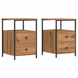 vidaXL Bedside Cabinets Nightstand Bed Table 2 pcs Artisan Oak Engineered Wood - artisan oak, 2 pcs