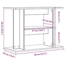 vidaXL Aquarium Stand Fish Tank Stand Cabinet Aquarium Base Engineered Wood - old wood, 80 x 35 x 60 cm