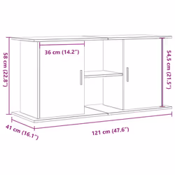 vidaXL Aquarium Stand Fish Tank Stand Aquarium Cabinet Old Wood Engineered Wood - old wood, 121 x 41 x 58 cm - Additional view 9