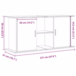 vidaXL Aquarium Stand Fish Tank Stand Aquarium Cabinet Old Wood Engineered Wood - artisan oak, 121 x 41 x 58 cm