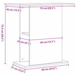 vidaXL Aquarium Stand Fish Tank Stand Aquarium Cabinet Old Wood Engineered Wood - artisan oak, 36 x 75 x 72.5 cm